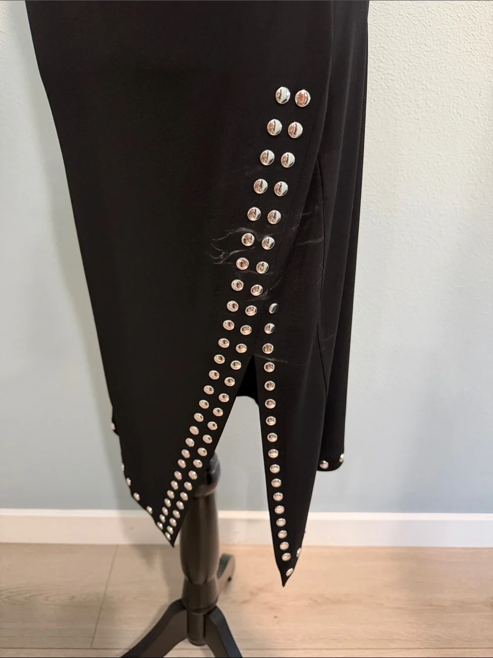 Michael Kors Black Midi Dress with Silver Stud Accents